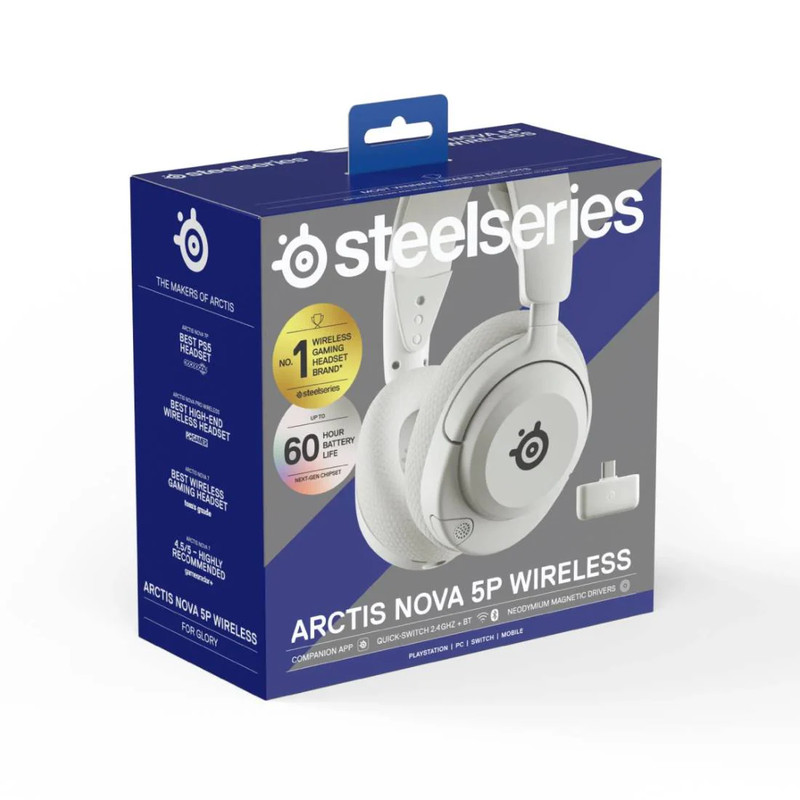 SteelSeries Arctis Nova 5P Wireless Gaming Headset - White - سماعة